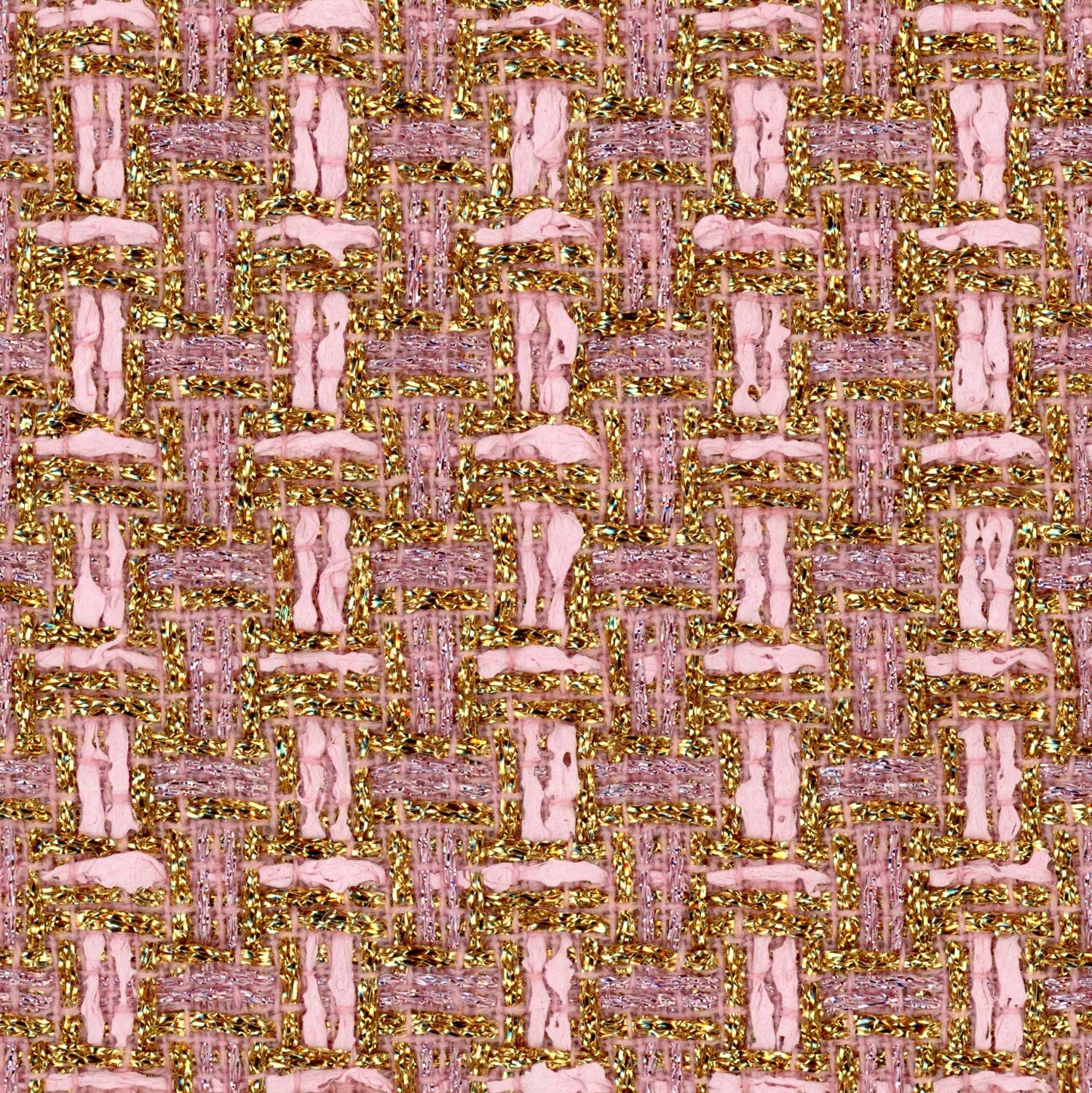 LS608 - Metallic Gold and Pink Check Tweed - 2 Metre Piece