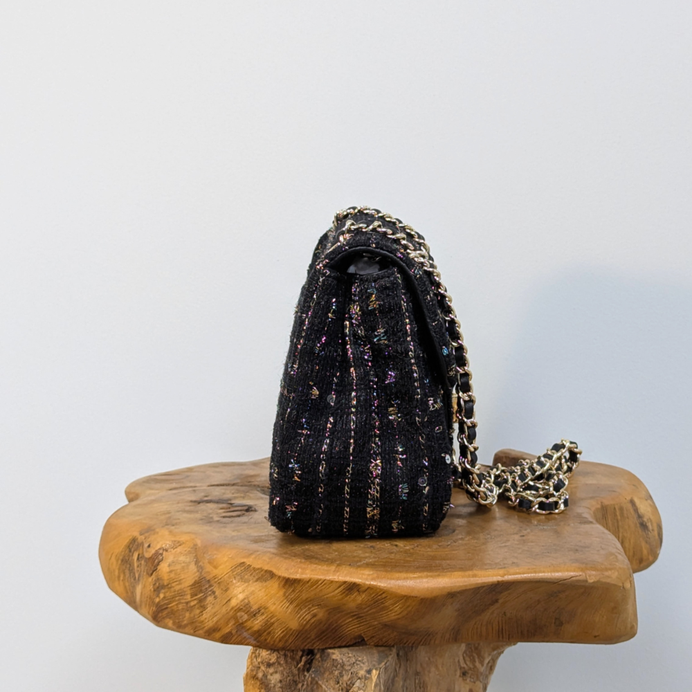 Tweed Handbag - Black metallic and gold sequins - Linton Tweeds (US)