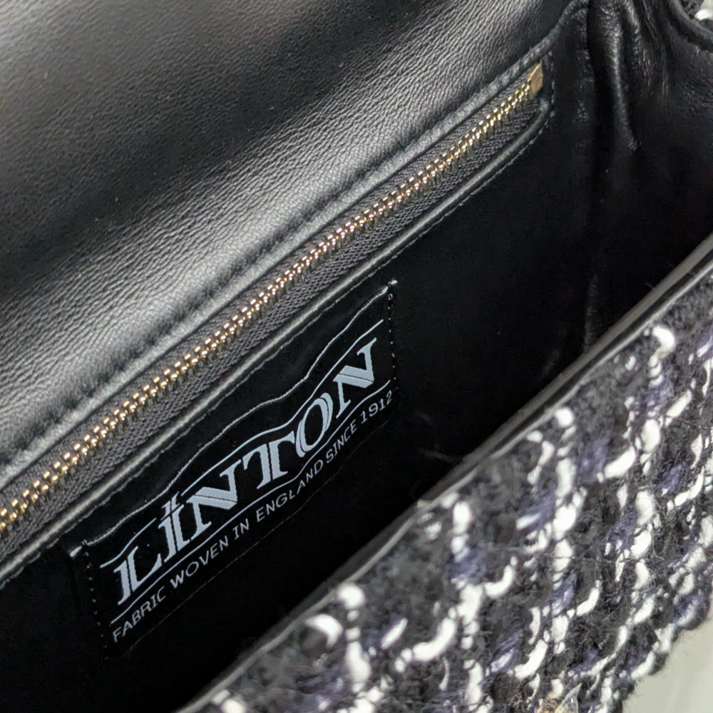 Tweed Handbag - Black Navy and White Check - Linton Tweeds (US) Tweed Handbag - Black Navy and White Check - Linton Tweeds (US)
