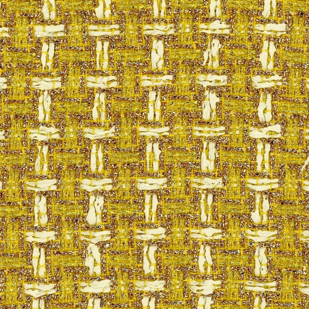 Metallic gold and yellow tweed.