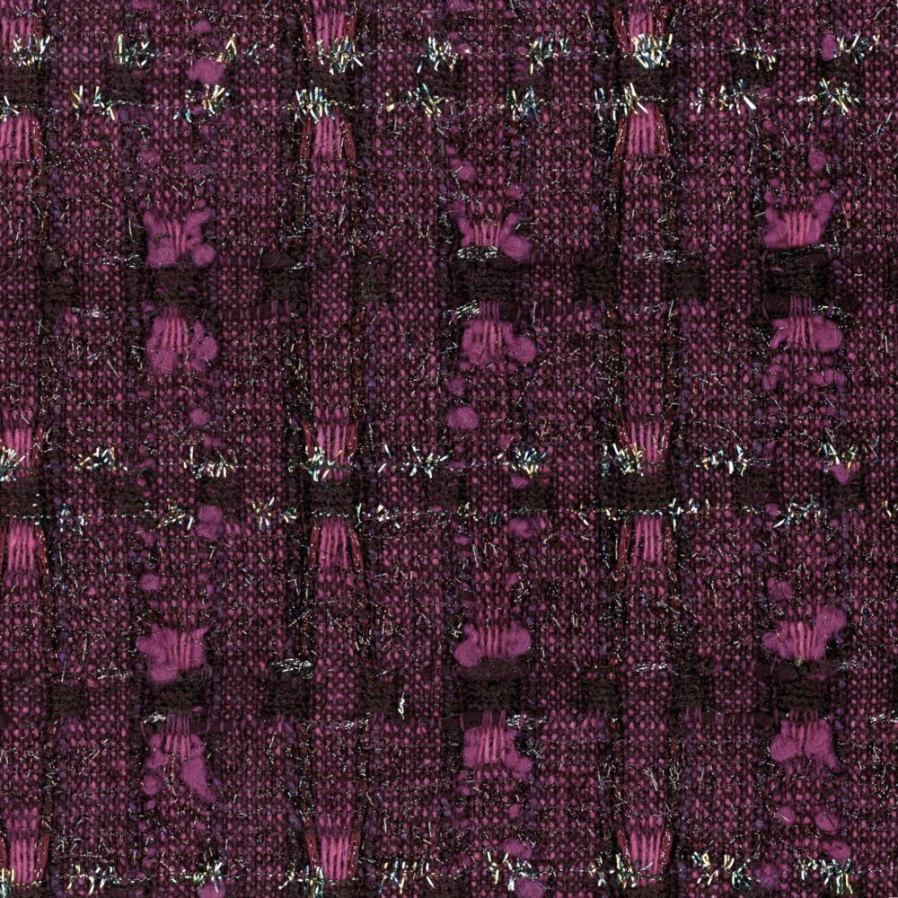 Dark purple, black and metallic textured tweed.