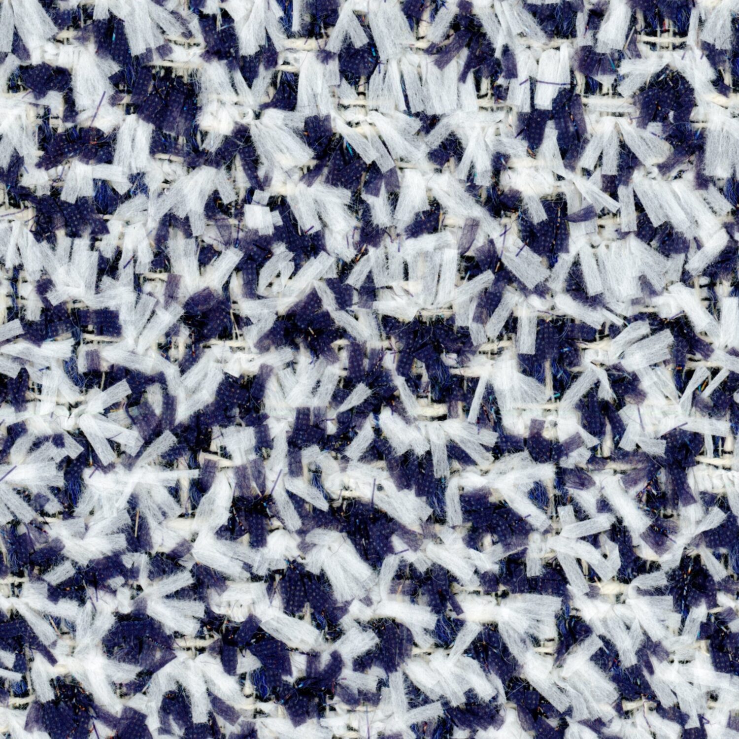 Blue and White fluffy flag tweed.