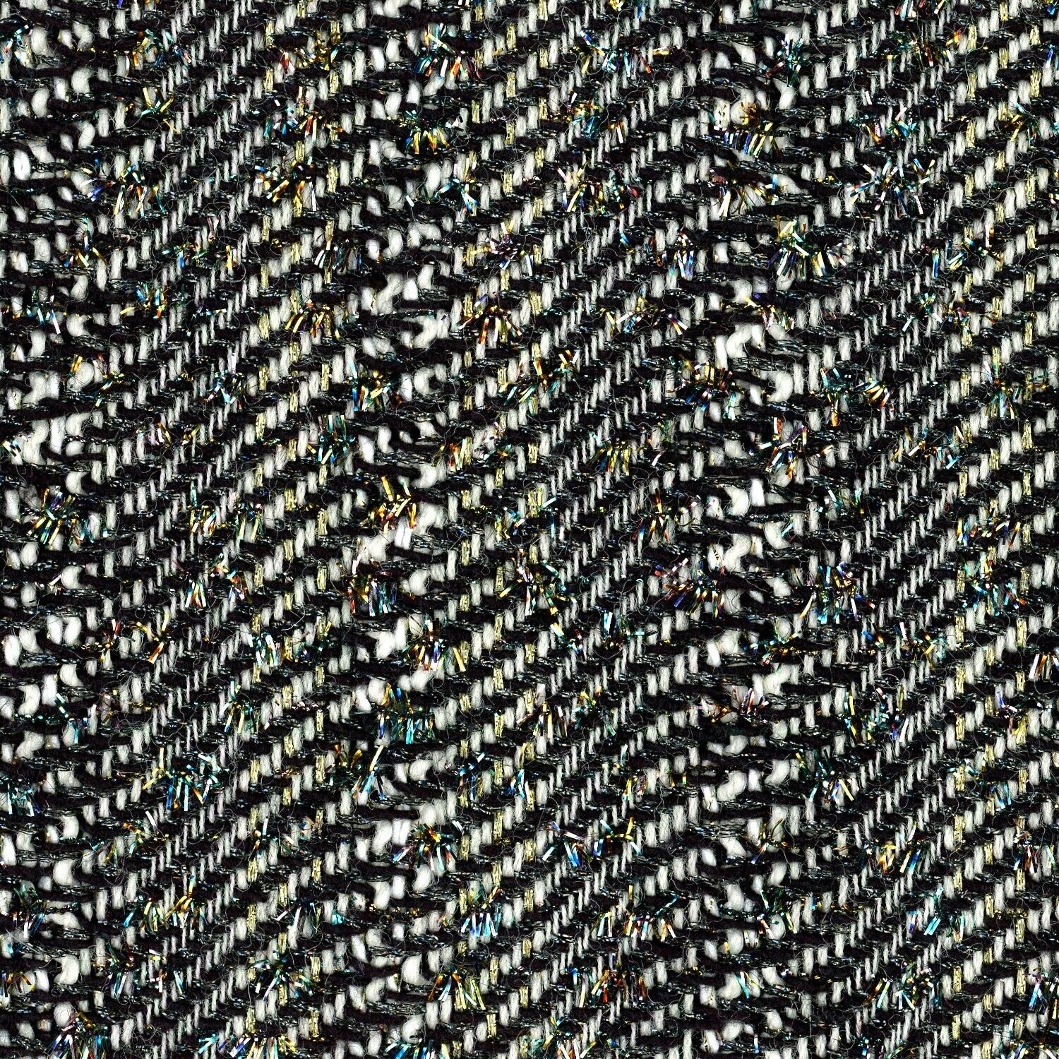 Black White and Gold Zebra zig zig style tweed with metallic yarns.
