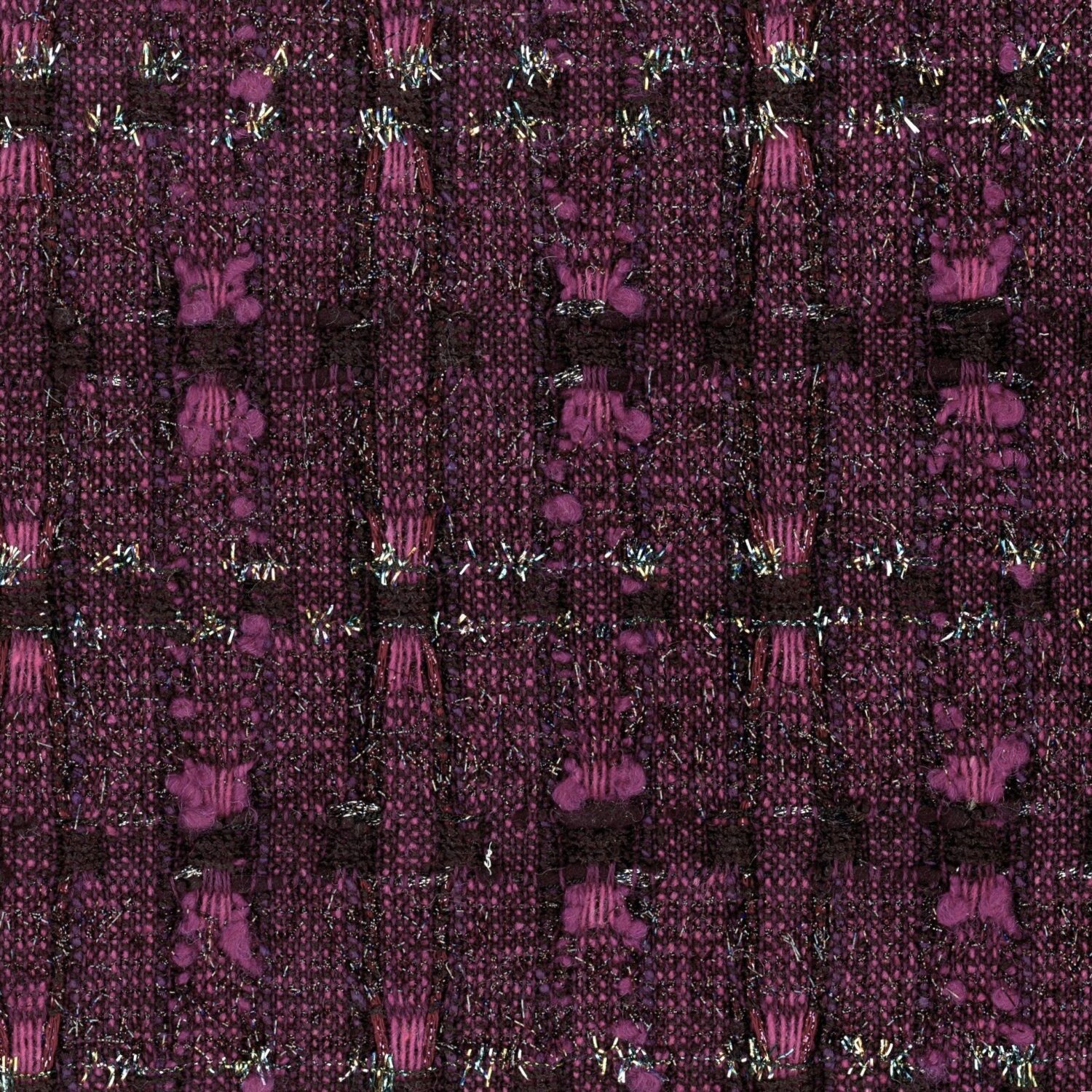 Dark purple, black and metallic textured tweed.