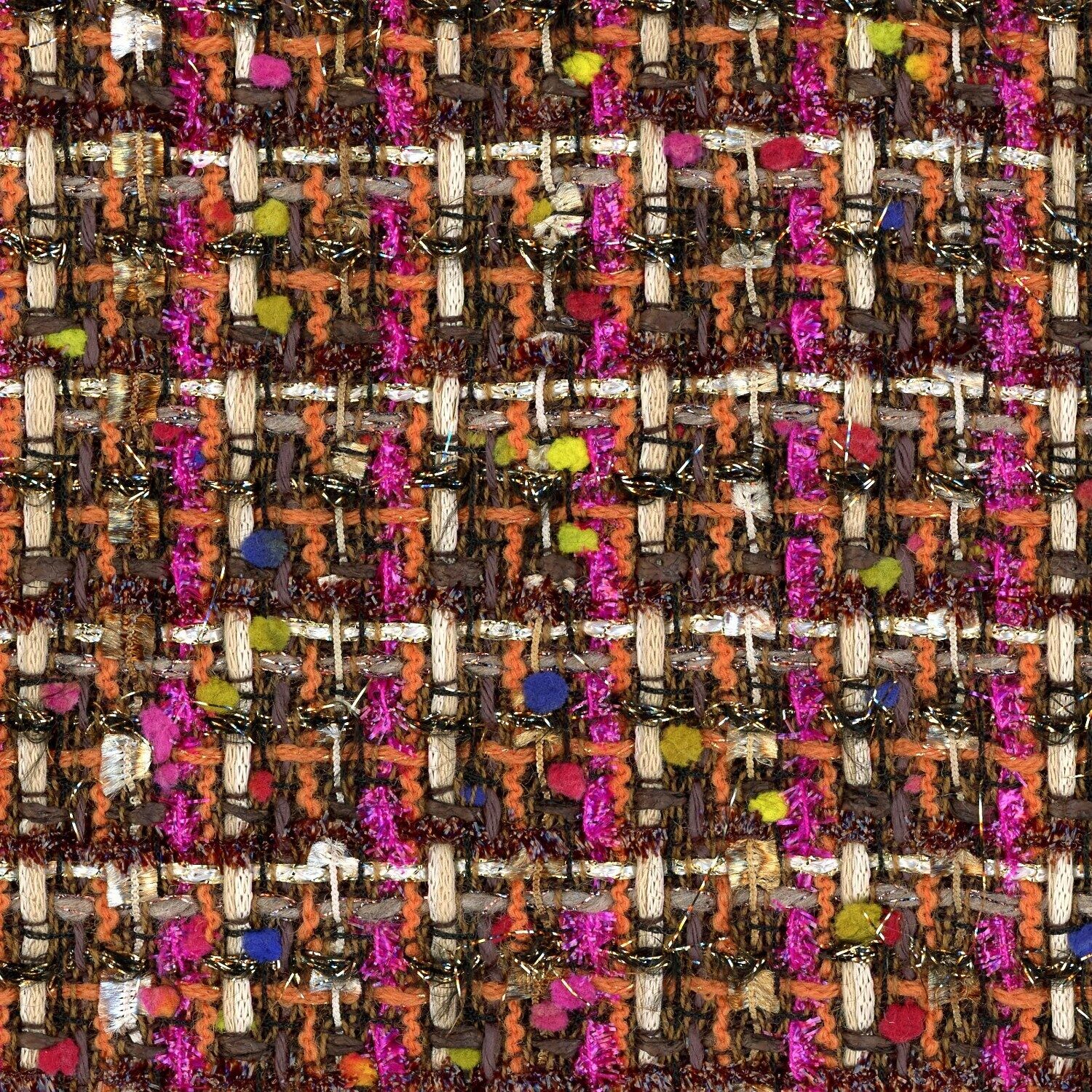Orange Brown and Pink Metallic Couture Tweed - Linton Tweeds (US) Orange Brown and Pink Metallic Couture Tweed - Linton Tweeds (US)