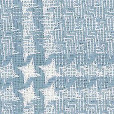 Large repeating sky blue and white large four point star cotton check.