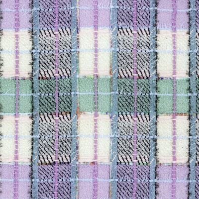 Lilic cream and mint green check cotton based tweed